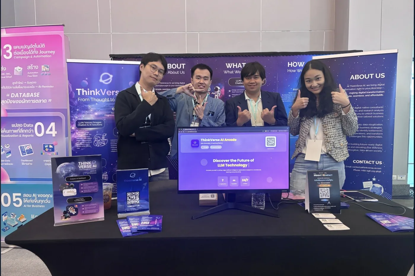 The ThinkVerse AI team at their exhibition booth